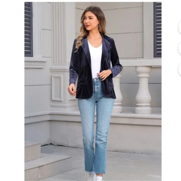 IDOPIP Women's Velvet Blazer Jacket Purple NWT XXL - Picture 10 of 10